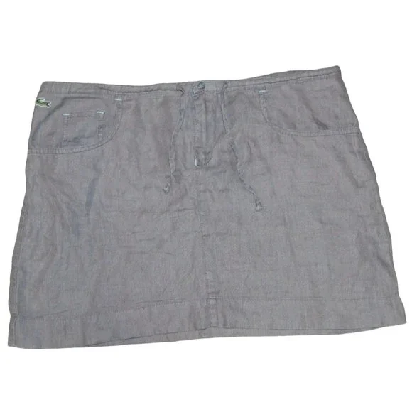 Lacoste Skirts Lacoste Linen Brown Gray Drawstring Skirt